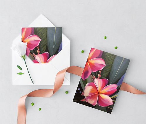 Greeting Card - Pink Frangipanis